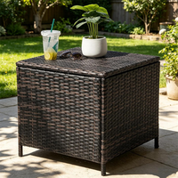 Boîte de rangement carrée en rotin, table d'appoint en osier PE résistant aux intempéries pour patio, jardin et bord de piscine