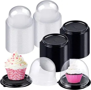 Selebriti Plastik Bening Kotak Cupcake Mini Muffin Dome Kotak Blister Tunggal untuk Pernikahan Ulang Tahun Keju Pastr