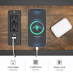 Mesa de consola con Oulets y puertos USB Mesa de sofá de 55,1 "Detrás del sofá Soporte Delgado largo industrial - Product Image 6