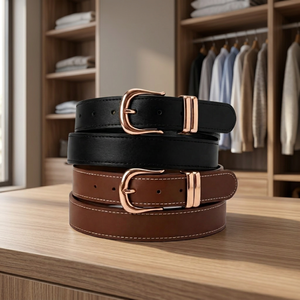 Ceinture unisexe de luxe de haute qualité, durable et imperméable, en cuir de vache véritable, avec boucle carrée en acier personnalisée, BS INTERNATIONAL NA235 - Product Image 1