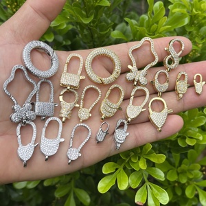 Thời Trang Bất Vàng Mạ Micro Pave CZ Zircon Brass Đồng Tôm Hùm <span class=keywords><strong>Claw</strong></span> Móc Móc Tự Làm Vòng Cổ Ngọc Trai Cao Cấp Móc - Product Image 1