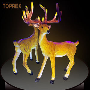 Personalizable Art Deco 3D al aire libre brillante ciervo jardín adornos Led gran tamaño natural luminoso resina jardín ciervos estatuas - Product Image 2