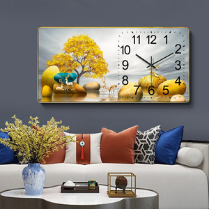 Horloge murale de peinture en porcelaine de cristal personnalisée Décoration de salon d'art animalier Suspension murale 3D Peinture en verre Décoration intérieure - Product Image 3