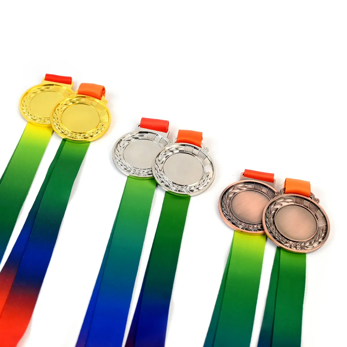 Logo personalizzato medaglie sportive nastri sublimazione calcio Taekwondo maratona medaglie in metallo trofei di nuoto premi in bianco Logo personalizzato