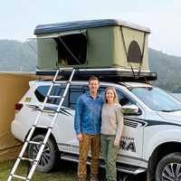 Tente de toit rigide innovante 2026 à ouverture rapide pour camping, tissu vert olive, échelle télescopique pour SUV