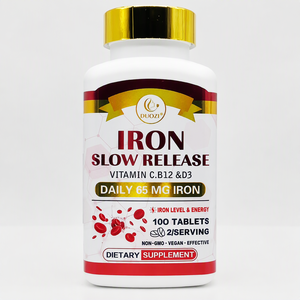 DUOZI OEM Comprimés de Fer à Libération Lente 65mg avec Vitamine C, B12 et D3 pour le Bien-être et l'Énergie 100 Comprimés - Product Image 1
