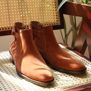 Summer <b>Spring</b> New British Retro Square Toe Patchwork Lace-Up Anti-Slip Lightweight Breathable Office & Career <b>Boots</b> - Product Image 3