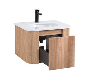 Envío Gratis a EE. UU. Tocador de Baño de Lujo con Lavabo Diseño Moderno Mueble de Baño Redondo de 60 cm para Lavamanos Montado en la Pared - Product Image 4