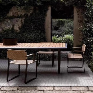 Chaise de jardin en alliage d'aluminium pour extérieur, structure en bois de teck, mobilier durable pour cour, villa, restaurant - Product Image 4