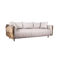 Italienischen high end luxus wohnzimmer möbel 3 sitzer sofa mit goldenen edelstahl beine leder sofa