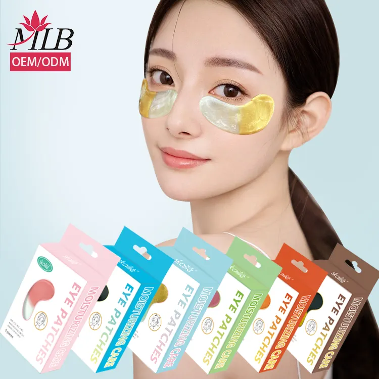 Toptan özel etiket Oem özel Logo kutusu cilt bakımı degrade renk koyu halkalar için hidrojel jel kollajen göz maskesi