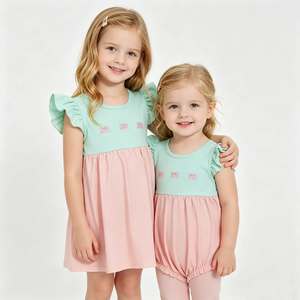 En stock: Vestido de verano para niñas con bordado de lazos, pelele, ropa de algodón al por mayor para hermanas, ropa de fábrica para boutique infantil, ropa de princesa - Product Image 1