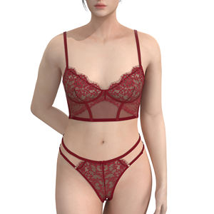 Benutzer definierte Damen Satin BH und Slip Set Hot Sexy Stickerei Dessous für Damen - Product Image 5