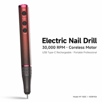 Machine à ongles rechargeable, mini perceuse à ongles portative, 3 vitesses, marche avant/arrière, corps métallique, kit d'outils de manucure pour salon de beauté