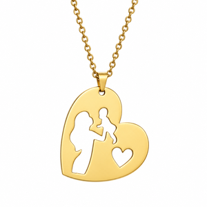 Collar con Colgante <span class=keywords><strong>de</strong></span> Corazón Hueco Personalizado <span class=keywords><strong>para</strong></span> <span class=keywords><strong>Madre</strong></span> e Hija, Chapado en Oro <span class=keywords><strong>de</strong></span> 18K, Acero Inoxidable, Joyería <span class=keywords><strong>de</strong></span> Moda <span class=keywords><strong>para</strong></span> <span class=keywords><strong>el</strong></span> Día <span class=keywords><strong>de</strong></span> la <span class=keywords><strong>Madre</strong></span>, Regalo <span class=keywords><strong>para</strong></span> Mujer - Product Image 1