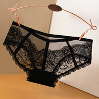 Culotte transparente en dentelle à nœuds floraux sans couture pour femmes avec taille XL Lingerie sexy douce mode pour dames