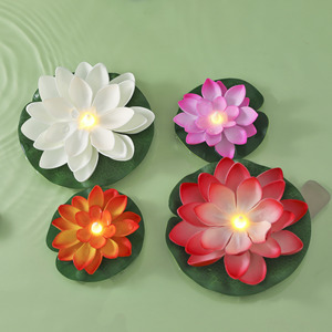 Led <b>Waterproof</b> Floating Lotus Candle Flower Shape <b>Foam</b> Plastic Votive Candle For New Year Decoration - Product Image 2