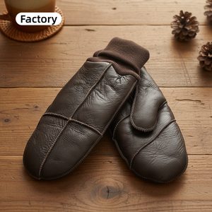 Gants en cuir de <span class=keywords><strong>mouton</strong></span> véritable doublés polaire pour femme, chauds pour l'hiver, fabrication OEM, avec support d'échantillons - Product Image 5