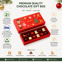 Boîte cadeau en carton rouge de Noël en gros, emballage rigide en papier imprimé sur mesure pour bijoux, cosmétiques et cadeaux