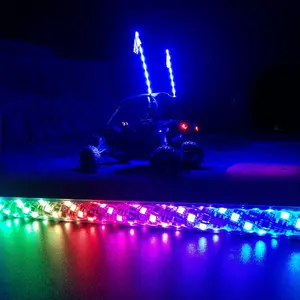 LED warna menari, antena cambuk tiang bendera UTV menyala untuk bendera ATV dengan kendali jarak jauh 4 kaki 5 kaki 6 kaki 4x4 untuk off-road