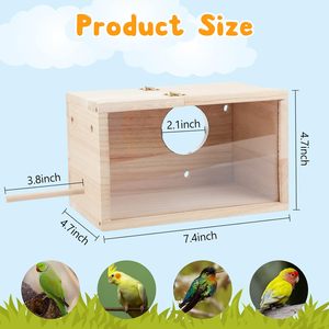 Parakeet Lồng Hộp Thiết Kế Trong Suốt Bird Nest Chăn Nuôi Hộp Với Cá Rô Gỗ Lồng Chim Nhà Cho Parrotlets - Product Image 2