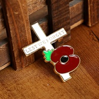 Broche de amapola británica, alfiler de aleación del día conmemorativo de la II Guerra Mundial
