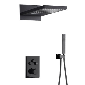 Robinetterie thermostatique encastrée en laiton avec douchette pluie pour salle de bain, ensemble de <span class=keywords><strong>douche</strong></span> eau froide et chaude - Product Image 2