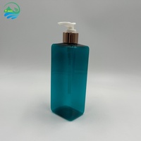 Flacon de gel douche rectangulaire de 500 ml avec pompe à filetage 28/410, flacon de lotion PET, distributeur cosmétique pour le lavage du corps, emballage de shampoing