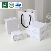   Boîte à bijoux à tiroir recyclable certifiée, boîte cadeau à bijoux haut de gamme avec tiroir coulissant et sac cadeau assorti