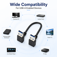 Cable USB 3.0 SuperSpeed de Macho a Macho, 5Gbps, Ángulo Recto de 90 Grados, Cable de Sincronización de Datos para Enfriador de Portátil