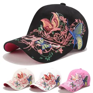 2024 nouvelle fleur broderie casquettes de Baseball en gros brodé Denim sport chapeau casquette pour les femmes