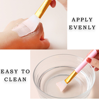 SeeJoy Outil de Maquillage Cosmétique DIY Applicateur de Masque Facial Brosse avec Ferrule en Aluminium Poignée en Plastique Silicone Souple