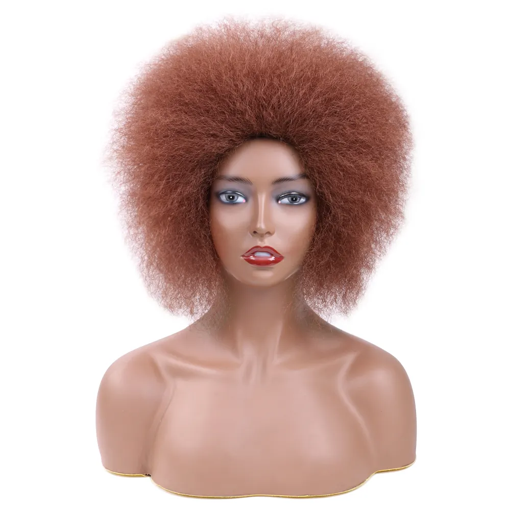 Новое поступление афро кудрявый парик Премиум Синтетический большой африканский парик косплей короткий афро парик с челкой для черных женщин