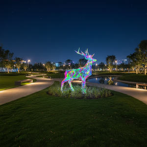 ของตกแต่งคริสต์มาสกลางแจ้ง รูปทรงสัตว์หลากสีสันสวยงาม ไฟ LED 3 มิติขนาดใหญ่ รูปกวางเรนเดียร์ IP68 ควบคุมผ่านแอพ RGB สำหรับเทศกาลวันหยุด - Product Image 1