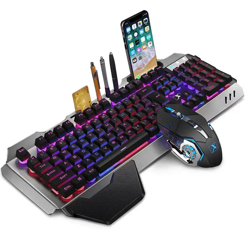 Mixed light version wireless rechargeable keyboard and mouse set luminous mechanical touch gaming esports keyboard and mouse