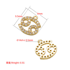 Glowluxe - Dijes de Signos del Zodiaco, Chapados en Oro, Aleación de Cobre, Circonita Cúbica, Colgantes para Fabricación de Joyería - Product Image 2