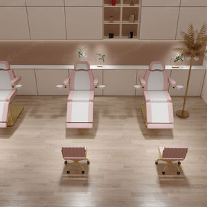 Base de acero inoxidable dorado, cama de masaje rosa, cuatro motores, rotación de 360 grados, cabeza alta ajustable - Product Image 5