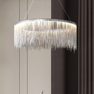 Nordic Led Circle Round Hanging Chain Pendant Light Borlas Araña para la sala de estar del hotel - Product Image 1