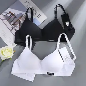 New Simple Pure Cotton Girl Underwear Student Bra Developmental Thin  Section Without Steel Ring Comfortable Bra
