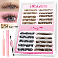 Bulu Mata Palsu DIY untuk Pemula, Model D Curl, Rambut Sintetis, Lembut Alami, 12 Baris, Pemasangan Mudah, Perlengkapan Rias Mata untuk di Rumah