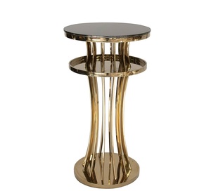 Tavolo Alto di Lusso per Eventi Nuziali in Acciaio Inossidabile Dorato, Tavolo Rotondo da <span class=keywords><strong>Bar</strong></span> per Hotel e Noleggio Matrimoni - Product Image 6