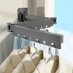 Folding Clothes Drying Rack Wall Mounted Retractable Single Bar Push Pull Type Clothing Organizer - Product Image 1