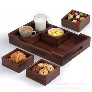 Wooden Compartmentalized <b>Snack</b> <b>Tray</b> Solid Wood Seven Piece Set For Dried Fruit Nut Tea Storage Desktop Organizer - Product Image 5
