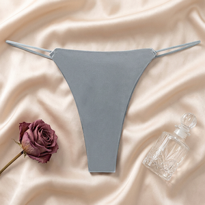 Tangas de seda helada sin costuras para mujer al por mayor, de tiro bajo, finas, invisibles, con espalda en T, bragas sólidas transpirables, ropa interior femenina. - Product Image 2