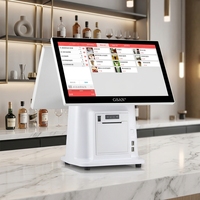 Vente en gros de caisses enregistreuses tout-en-un à double écran tactile de 15,6 pouces avec impression de reçus intégrée, systèmes POS pour bar