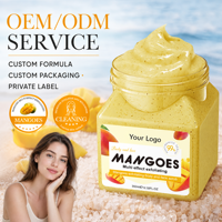 Gommage corporel exfoliant multi-effets personnalisable à la fraise, à l'avocat, à la noix de coco et à la mangue, gommage au sucre de fruits pour le corps et le visage 300 ml