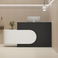Comptoir de réception laqué moderne et élégant avec rangement pour magasins de vêtements et salons de beauté - Comptoir de caisse compact bicolore