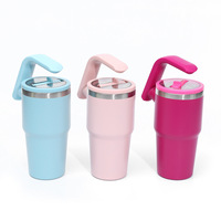 Gobelet isotherme rotatif de style américain 20 oz en acier inoxydable, portable pour voiture et bureau, avec paille, vente en gros OEM 6-12