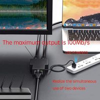 Adaptateur répartiteur réseau RJ45, 1 à 2 ports double femelle USB vers RJ45 avec câble d'alimentation USB Interface LAN Ethernet