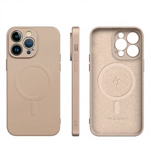 Funda Magnética de Silicona Líquida de Lujo para Teléfono, para 17/16/15/11/12/13/14 Pro Max/X/<span class=keywords><strong>XR</strong></span>/XS/7 Plus, Lisa, Luminosa, Color Caramelo - Product Image 1
